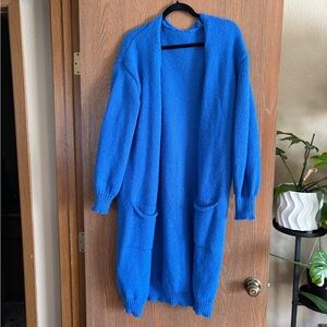 Blue Women's Open Front Sweater
